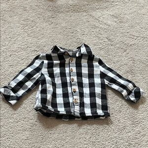 Wonder Nation Black and White Plaid Button-Down Shirt